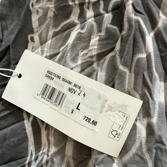 MM6 Maison Margiela Women's Gray Printed Turtleneck Midi Dress - Picture 5 of 5